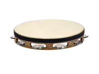 Goatskin Tambourine 1 Row - Steel - Walnut