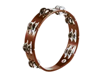 Traditional Tambourine 2 Rows - Steel - Brown